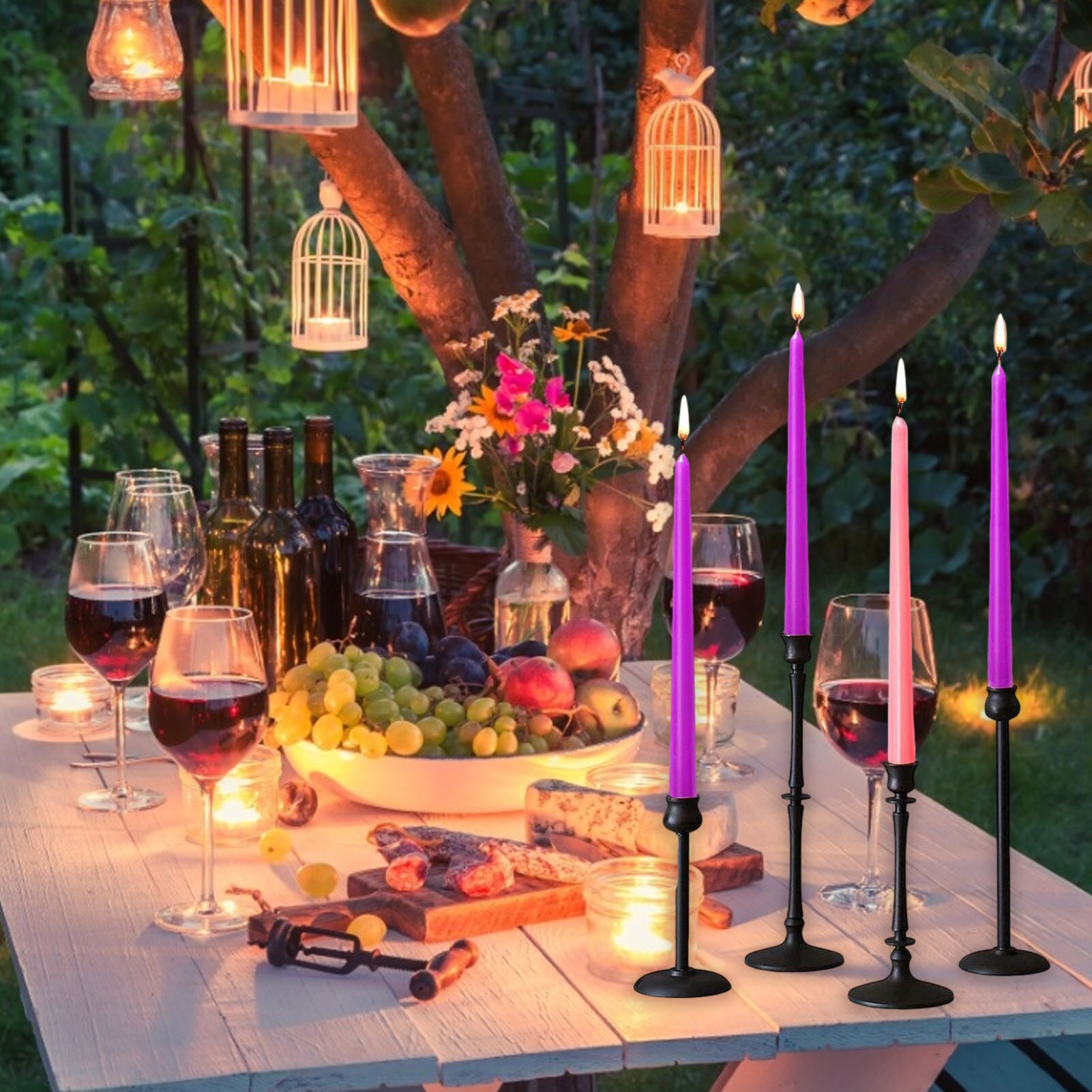 4PCS Christmas Advent Candles Night Light 3 Purple And 1 Pink Candles Decor For Birthdays Weddings Party Home