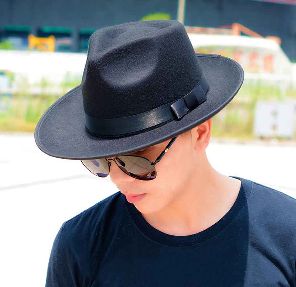 Solid Vilt Fedora Hoed Voor Mannen Brede Rand Dames Trilby Chapeu Vilten Hoed Vrouwen Mannen Jazz Hoed Kerk Godfather sombrero Caps