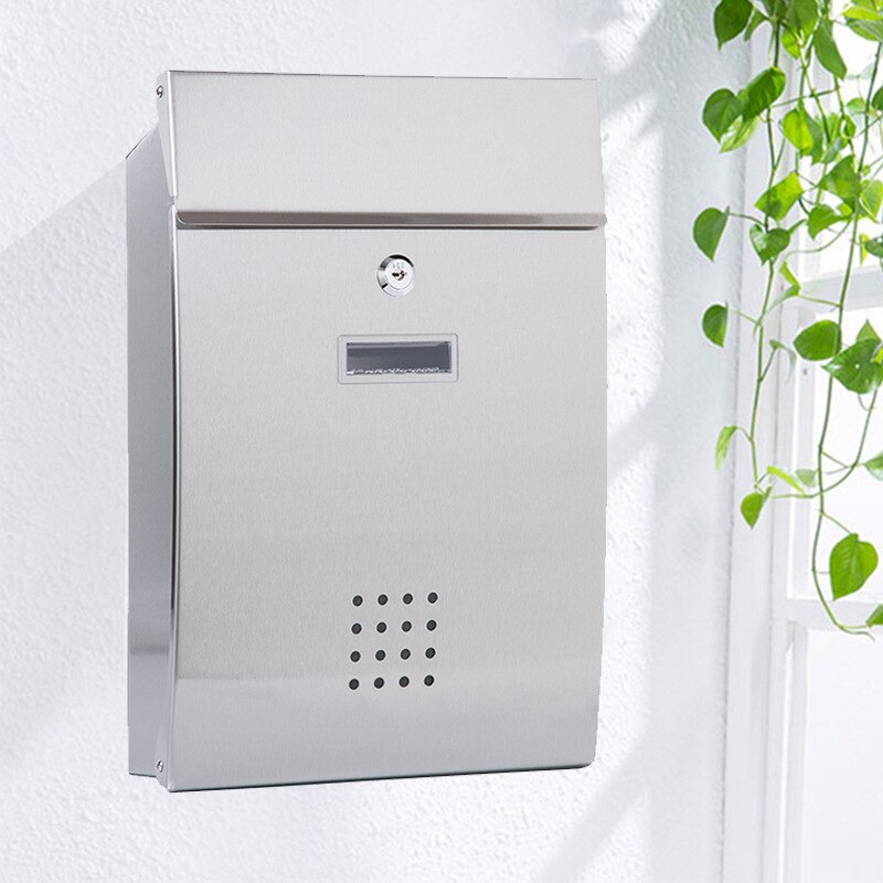 Wall Mounted Outdoor Street Mailbox Stainless Steel Mail Box Apartment Home Garden Letterbox Vertical Locking Post Mailboxes
