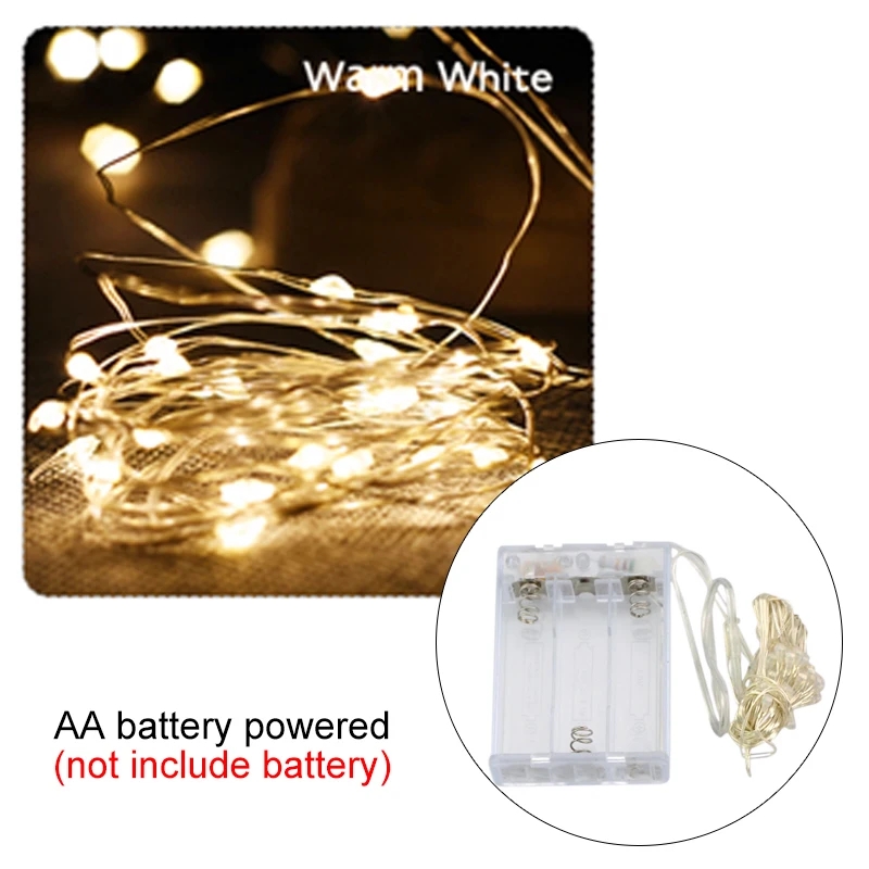 10M 5M 3M 2M Kupferdraht LED Lametta Girlande Batteriebetriebene Fee LED Lichterketten für Weihnachten Hochzeit Party Dekor: Blau / 0.5W