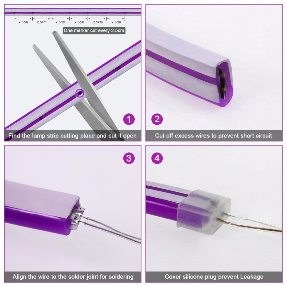 Neonskilt led lys lampe 2m strips tape vanntett bar fargerik regnbuelys rund led neon hjemmeveggdekor