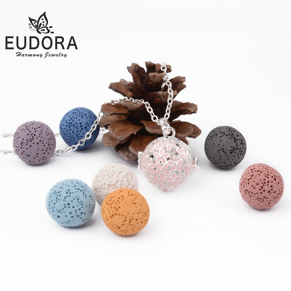 Eudora Cherry Harmony Bola Ball Small Pink Floral Diffuser Lockets Copper Women Angel Caller 18mm Locket Cage Pendants For DIY