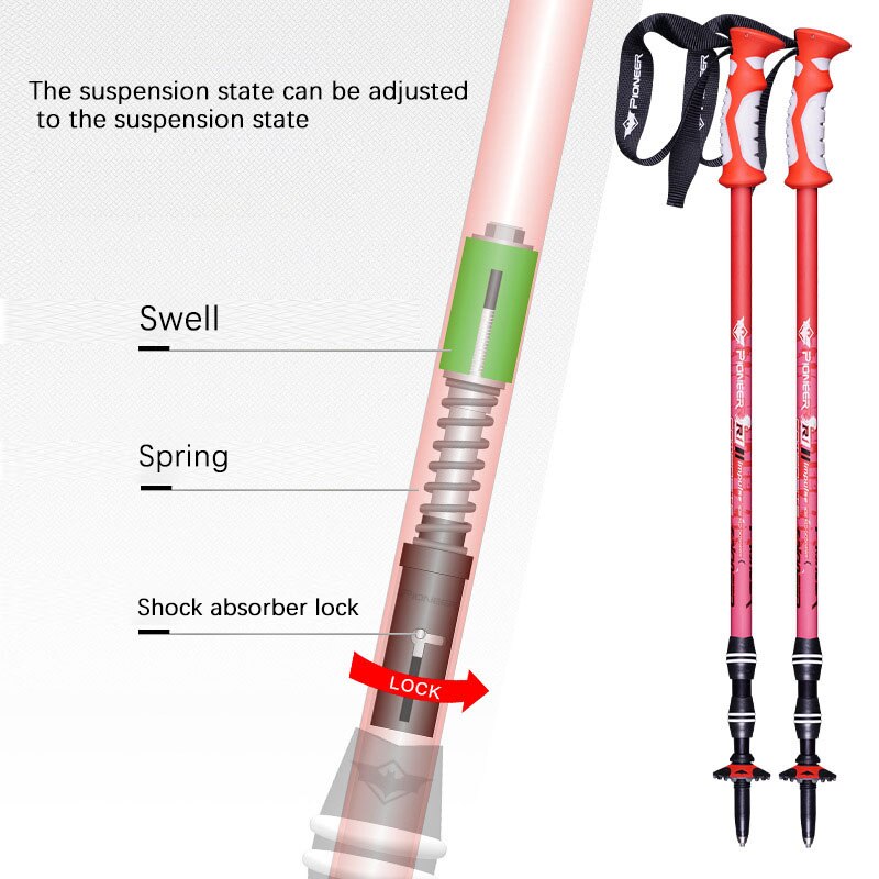 Walking Stick Aluminum alloy 3 Section Straight handle Damping 65-135cm Mountain-climbing Crutch Outdoor Hiking Sirius 1 Series