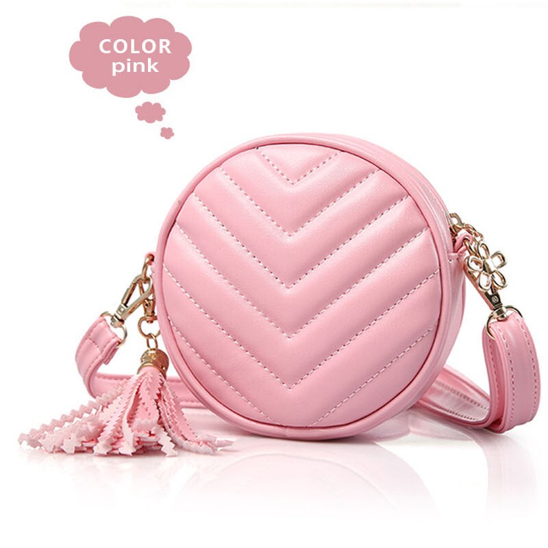 Girl Messenger Bag Tassel Girl Shoulder Bag PU Student Circle Purse Cute Student Accessories WISECO