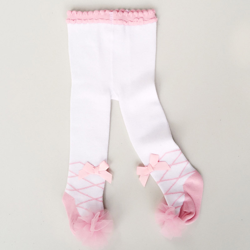 Baby Girl Tights Cotton Newborn Tights Pantyhose Autumn Winter Bow Lace Baby Stockings Toddler Infant Baby Meisje Tights: pink lace / 1 to 2year