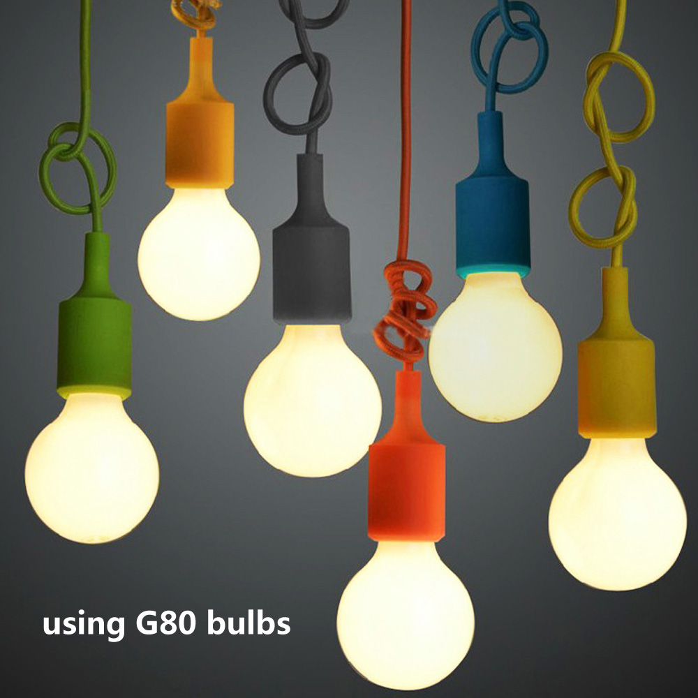 E27 Hängen Lampe Basis Birne Halfter DIY Buchse Bunte Silikon Linie Kronleuchter Beleuchtung Punkt Gummi Decke Leuchte Hause