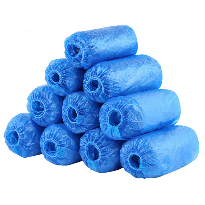 200PCS Blue Plastic Disposable Shoe Covers Rain Outdoor Carpet Waterproof Shoe Cover Dispenser Overshoes Protector