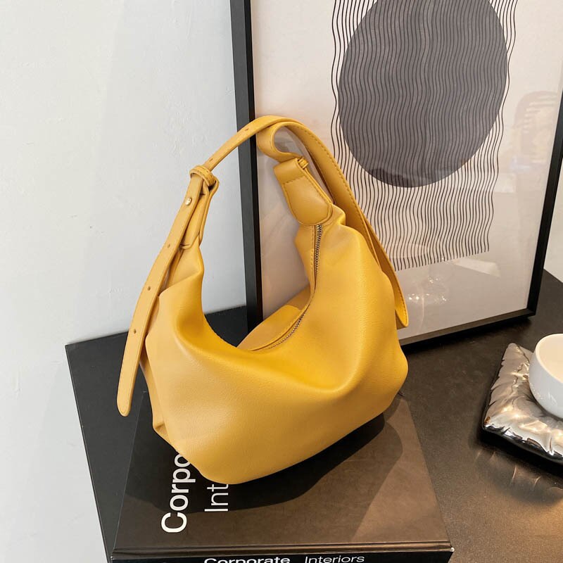 Luxus-handtasche aus pu-leder für damen, Käufer, einfarbig, großes fassungsvermöGen, schulterförmig, tellerförmig: Huangse