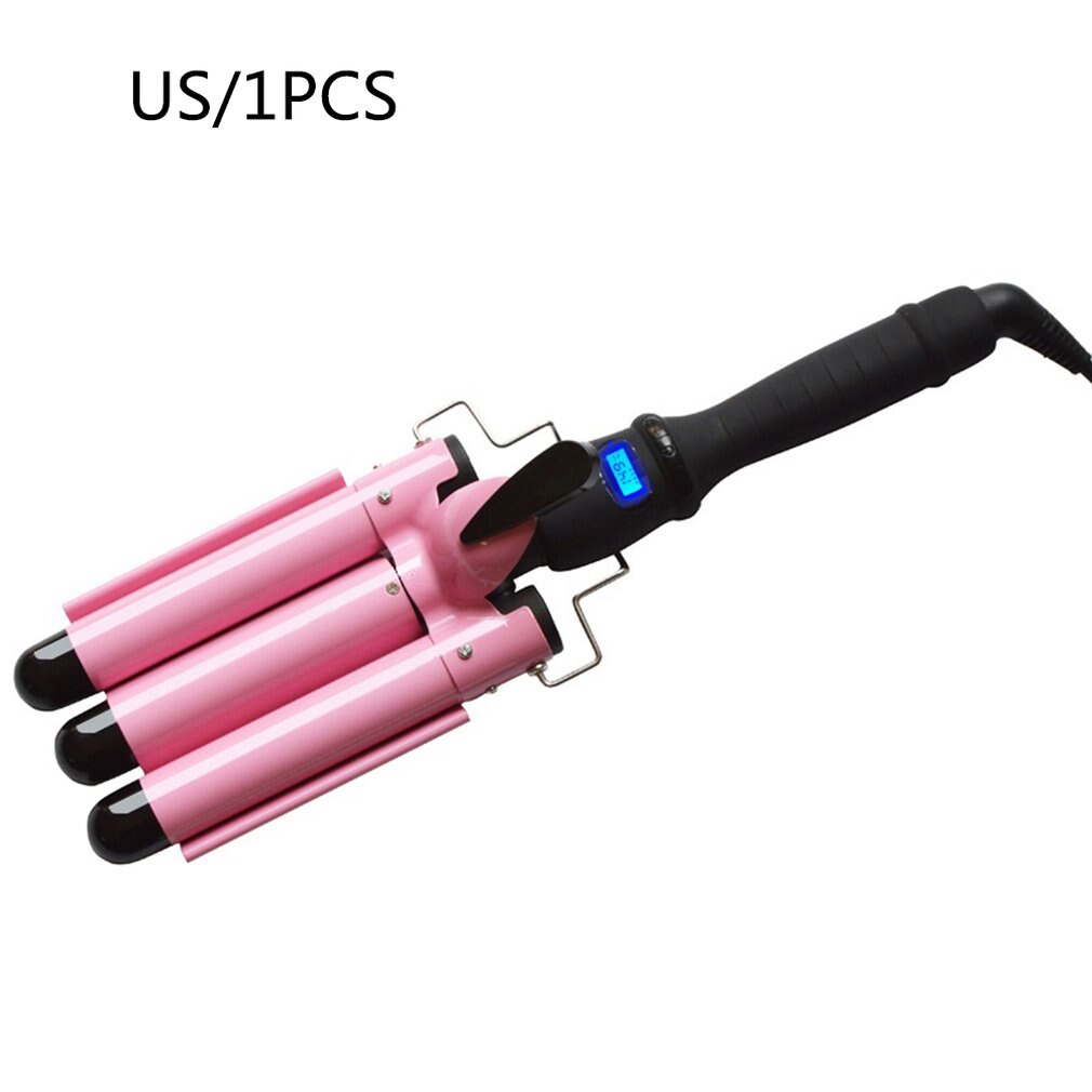 Curling Iron Ceramic Triple Barrel Hair Styler Hair Waver Styling Tools 110-240V Hair Curler Electric Curling: Sky Blue