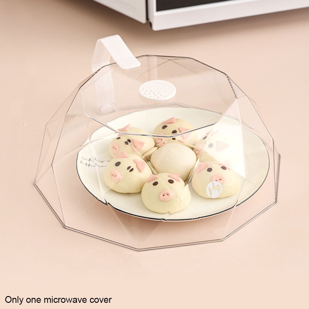 Heating Insulation Dish Microwave Cover For Food Dustproof Lid Accessories Universal Home Kitchen Ventilated Plate Easy Clean: White