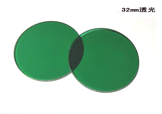 32mm linse diameter glas farve absorber grøn blå gul rød hvid mikroskopi filter biologisk mikroskop sammensatte filter: Grøn gennemsigtig