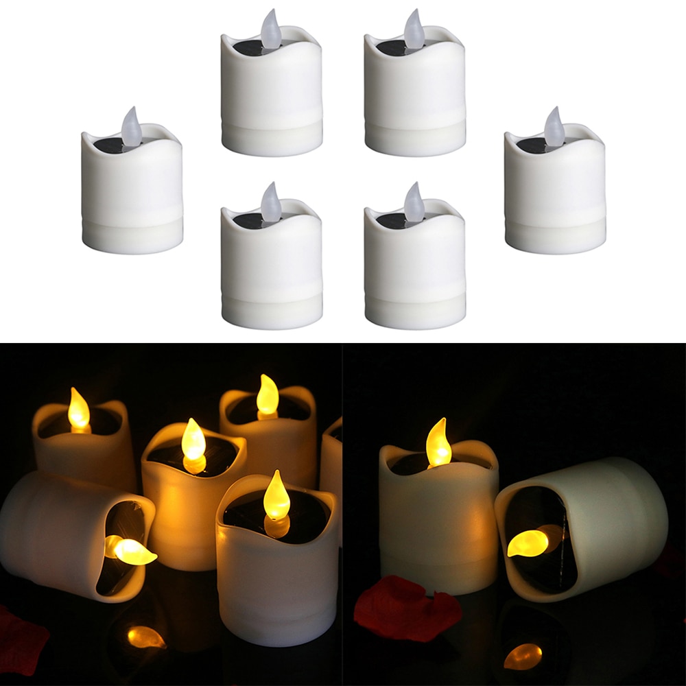 Solar Powered Flameless LED Candle Tea Light Candle Wedding Memorial Bar Home DIY Decor Energy Saving