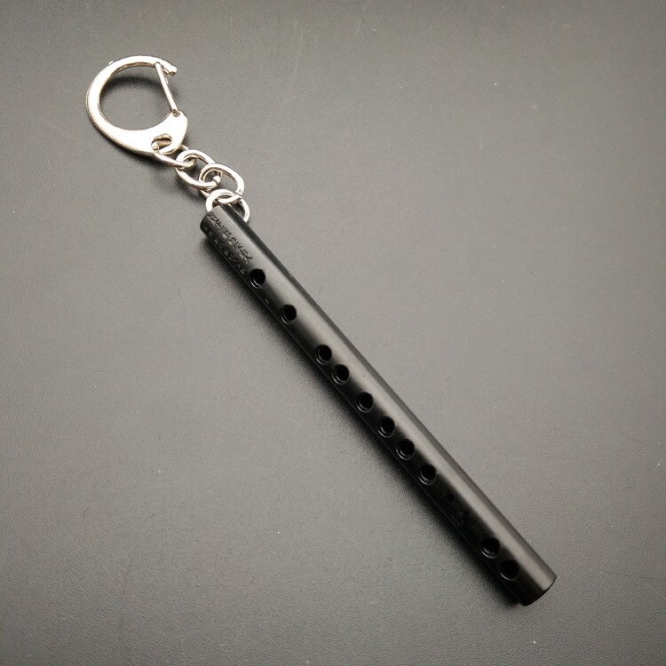 1PC Mini Pocket Musical Instrument Keychain Cosplay Prop Accessories Flute Keyring Key Chain Pendant Music Instruments: Black