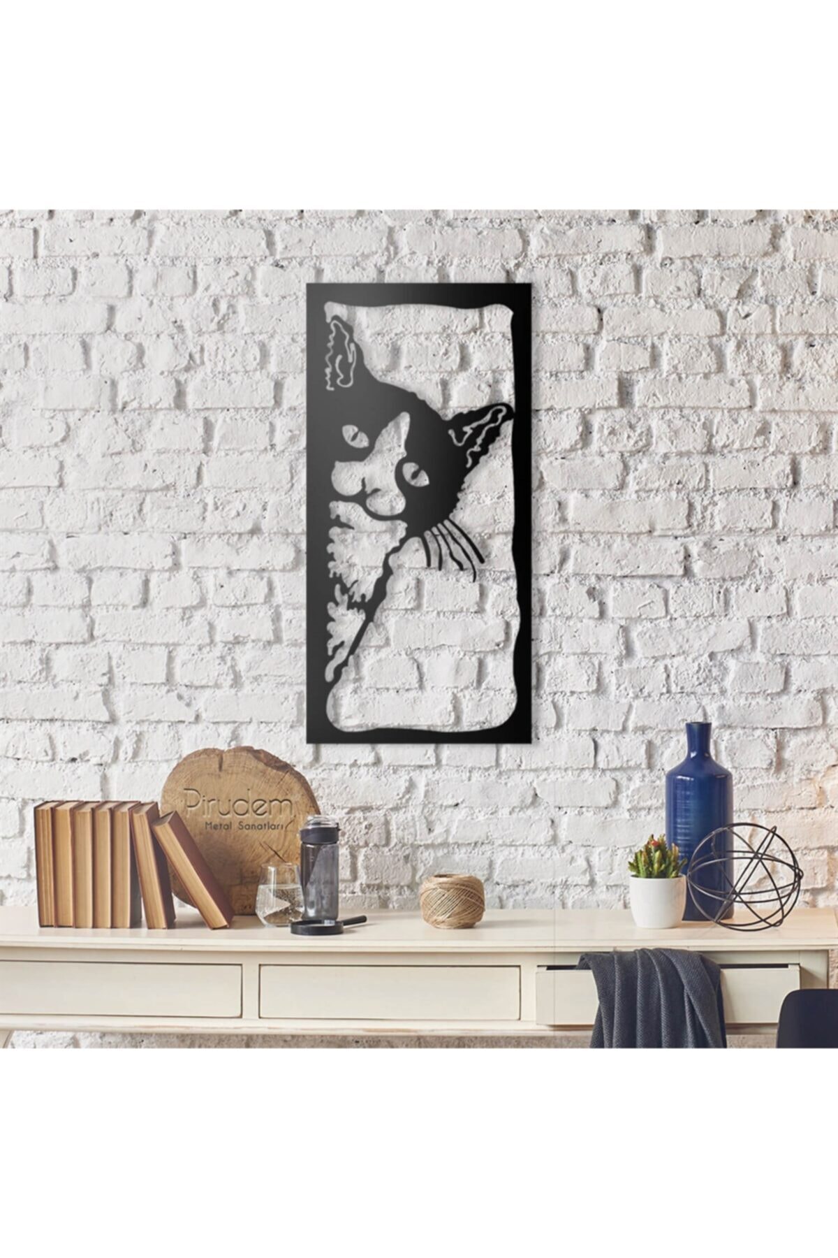 Arte de pared de Metal The Cat, mapa del mundo geométrico de 35x70 Cm, 1 unidad