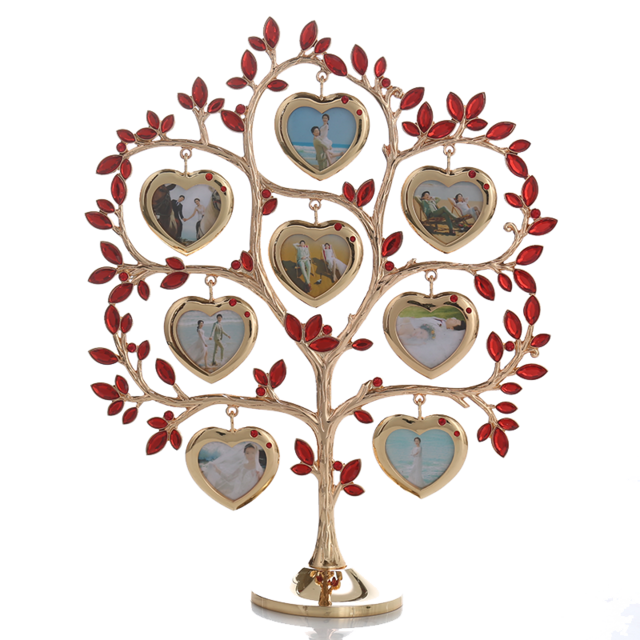 LASODY FAMILY TREE WITH 8 HANGING PICTURE FRAMES METAL TABLE TOP PHOTO FRAME DECORATION: Red Diamonds