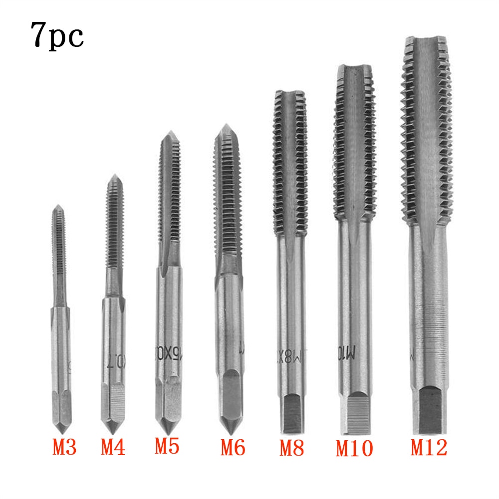 7 Stuks Metrische Tap Set Tap Boor Hand Tool Set M3-M12 Machine Spiraal Punt Draad Tappen Set metaal Hout