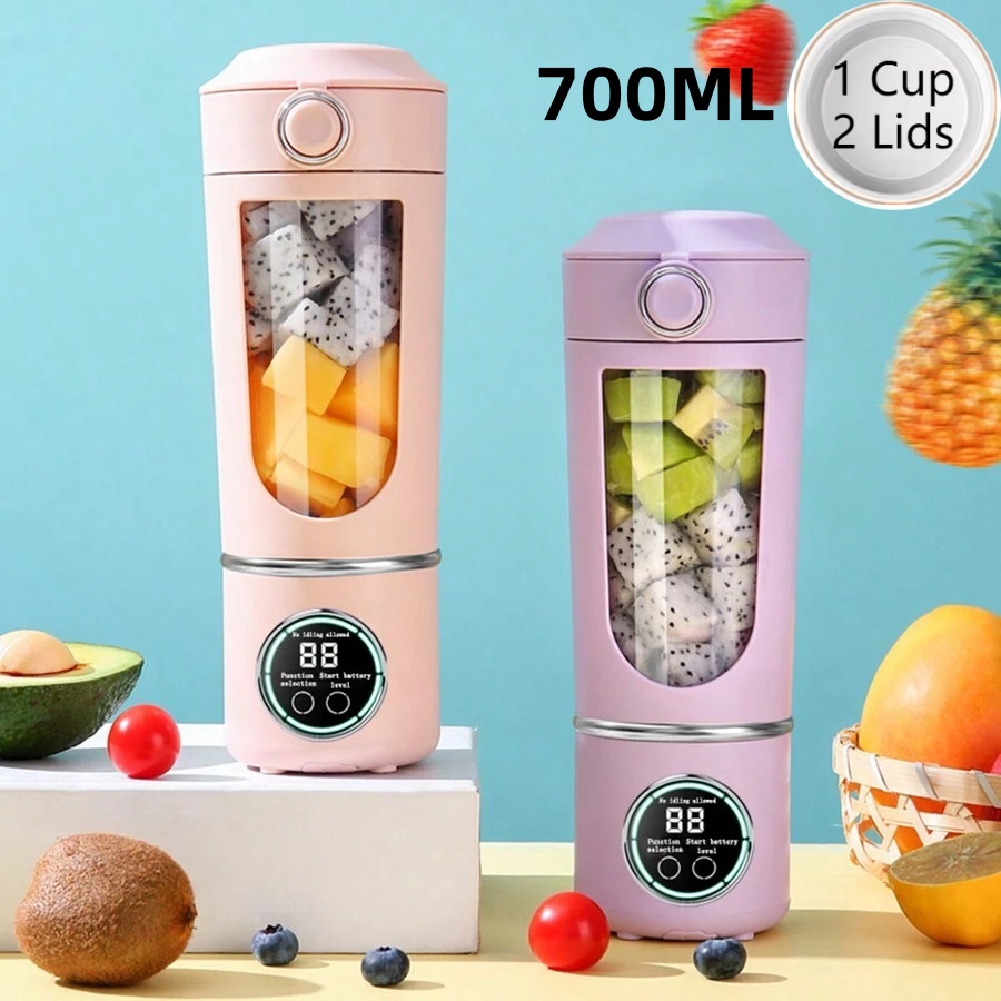Portable Juice Maker Blender for Shakes Smoothies 700ML Multiple Colors 12-Blades Fast Mixing 2 In 1 Blender Bottle Juicer