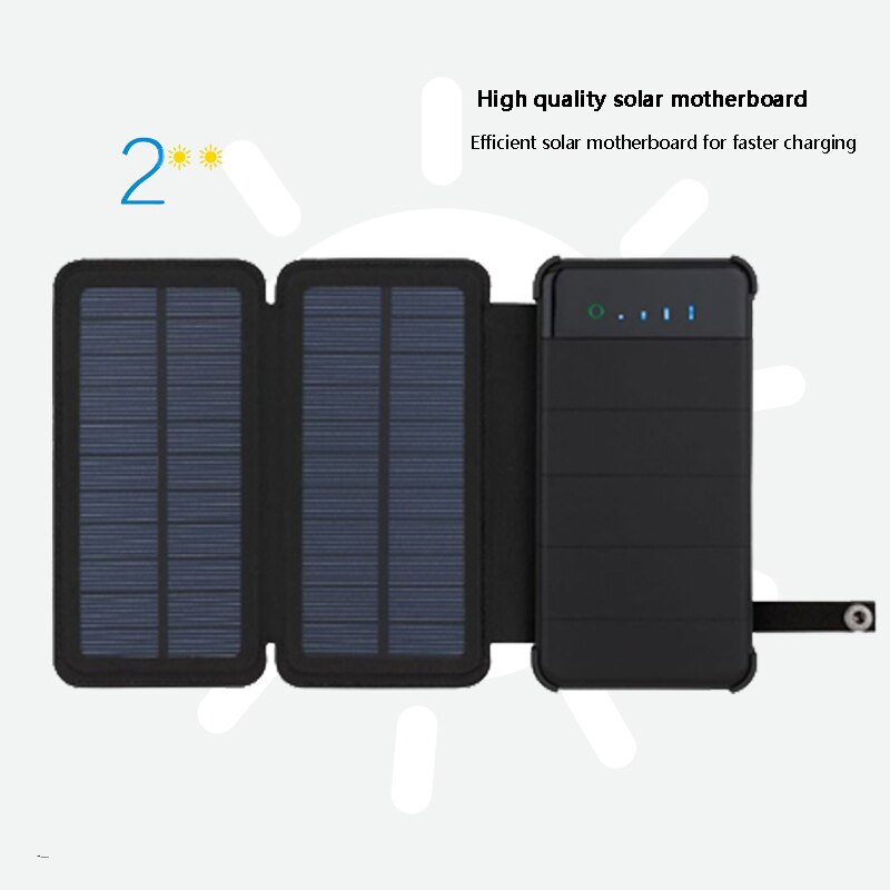 Cargador solar plegable, Banco de energía, panel Solar, batería sunpower de 30000mah, células solares para exteriores, paquete de batería solar externa: 2pcs