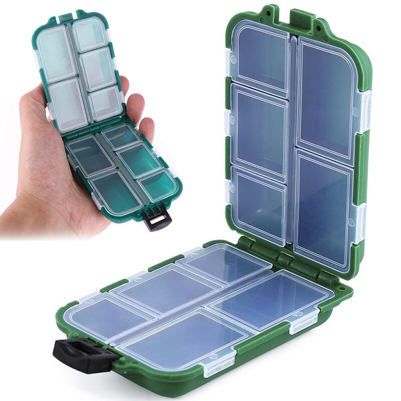 2PC Haken Kasten Angeln angehen Kasten Köder Spinner Haken10 Individuelle Fach Fliege Meer Angeln angehen Kasten Рыбная Ловля: Grün