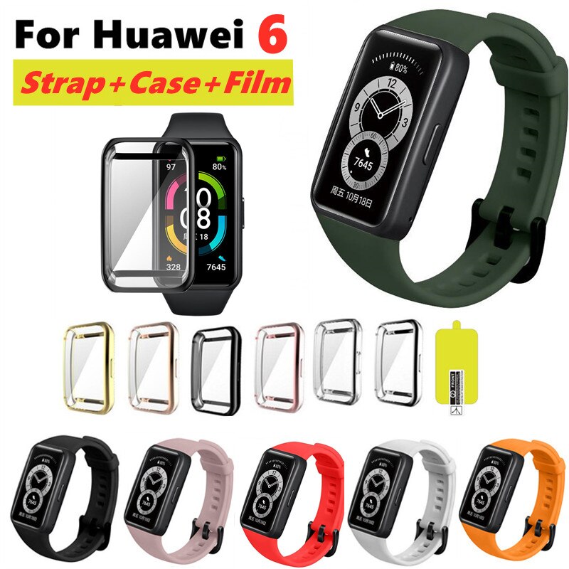 Band Voor Huawei Horloge Band 6 Voor Huawei Smart Horloge Armband 6 Band Met Tpu Zachte Beschermhoes Full Screen protector Case