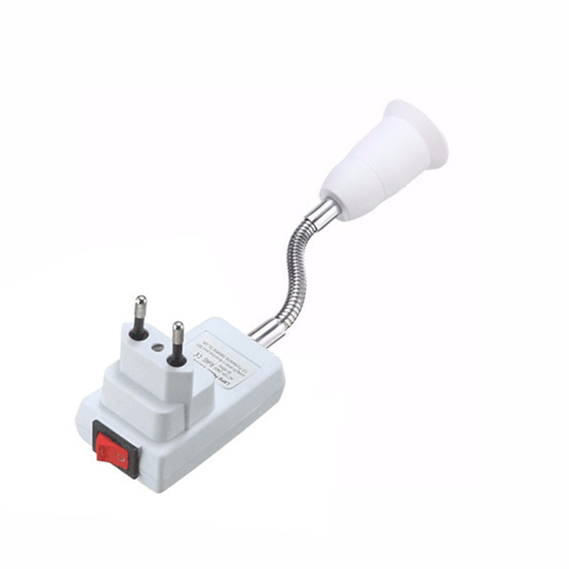 20cm EU Plug E27 Flexible Light Lamp Bulb Adapter Socket Extend Extension Converter Wall Base Bulb Holder Screw Book Lamp Socket