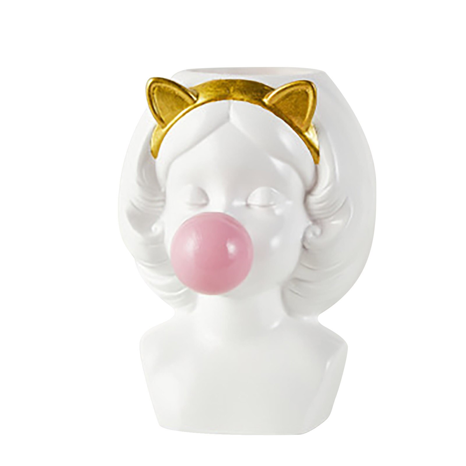 1/3Pc Meisje Bellen Blazen Vaas Novelty Cute Girl Succulent Planters Pot Desktop Vaas Decoratie Home Decor Micro landschap Ваза: 1 cat white