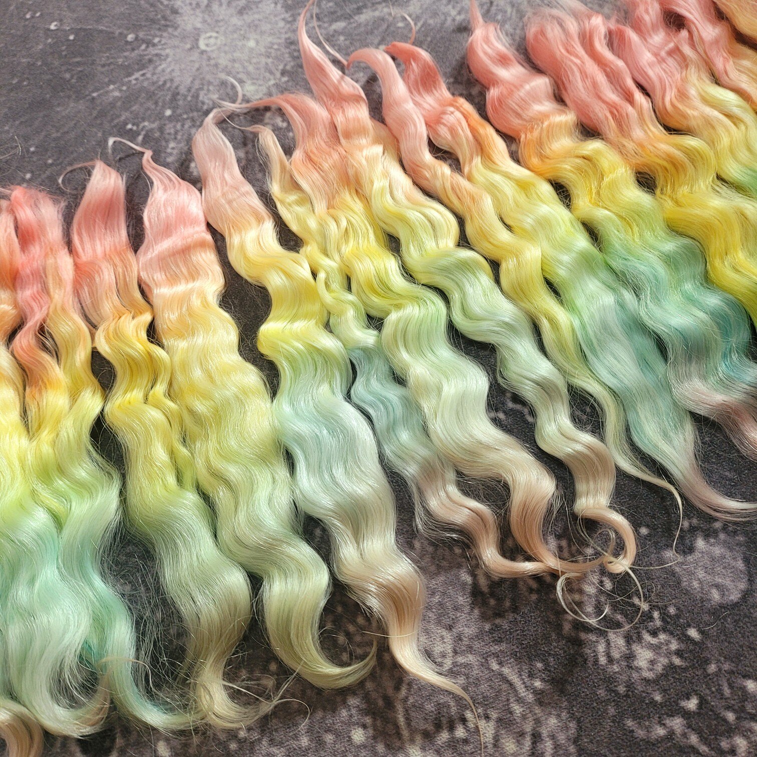 Perruque mohair peignée en laine russe Angora, bouclée, couleur arc-en-ciel, 5g/10g, pour jouets diy