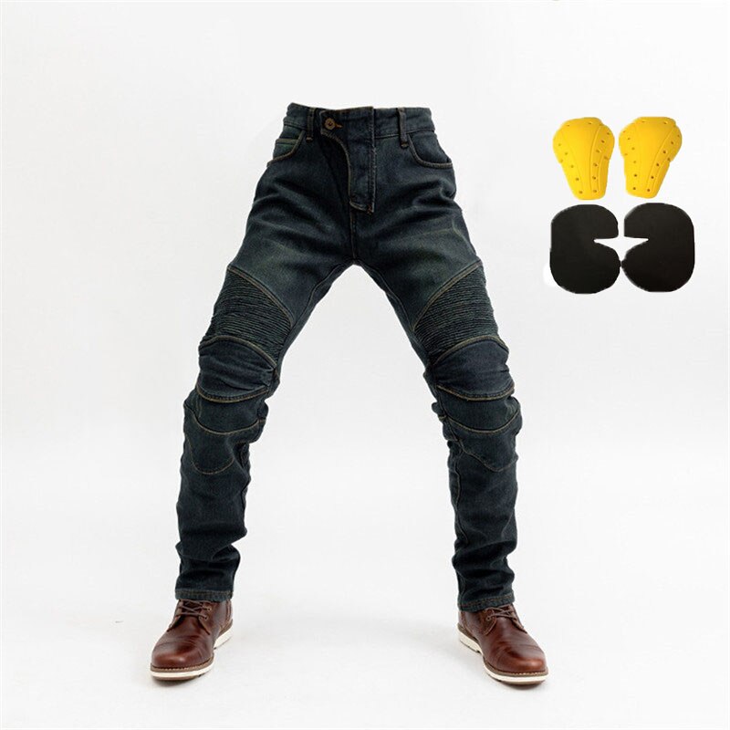 Pantalon de cyclisme en velours bleu pour moto, protection des genoux: 1 / XXXL