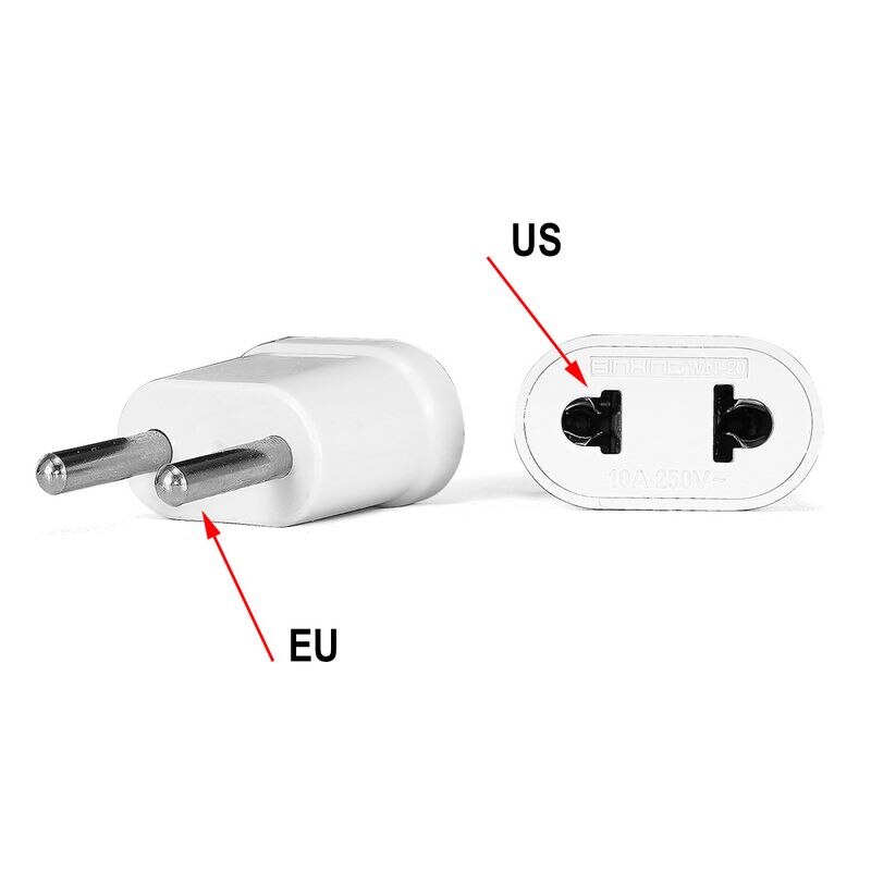 1/5/10 stk eu støpsel oss til eu adapter 250v 10a 4.8mm japan cn kr reiseadapter elektrisk strømplugg stikkontakter stikkontakt ce