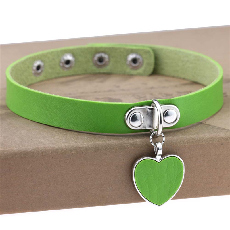 Heart Pendant PU Leather Choker Necklace Girls Punk Statement Jewelry Wedding Party Jewelry Accessories: 5
