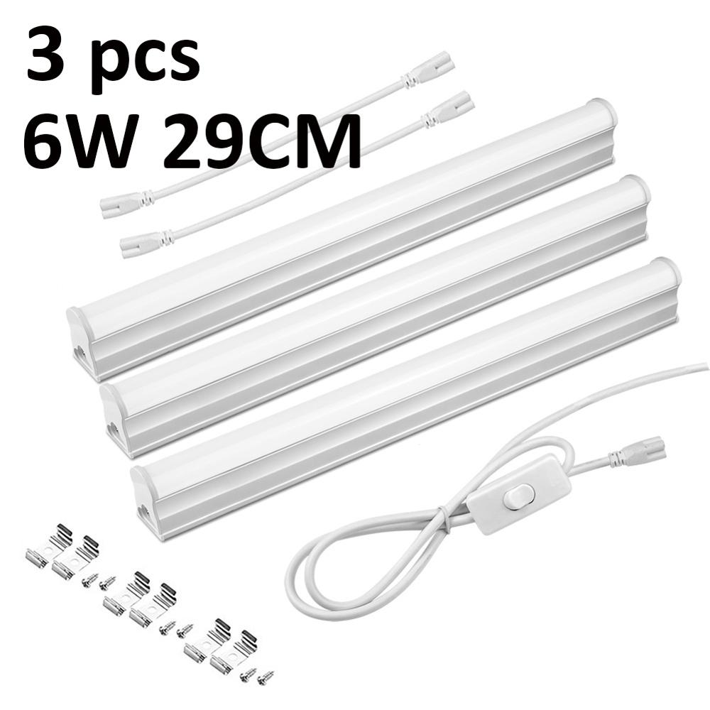 Lights For Kitchen AC 220V LED Bar light Lamp With EU Plug Switch Closet backlight 29cm 57cm led cocina cabinet lighting 6W 10W: 3 PCS 6W / White