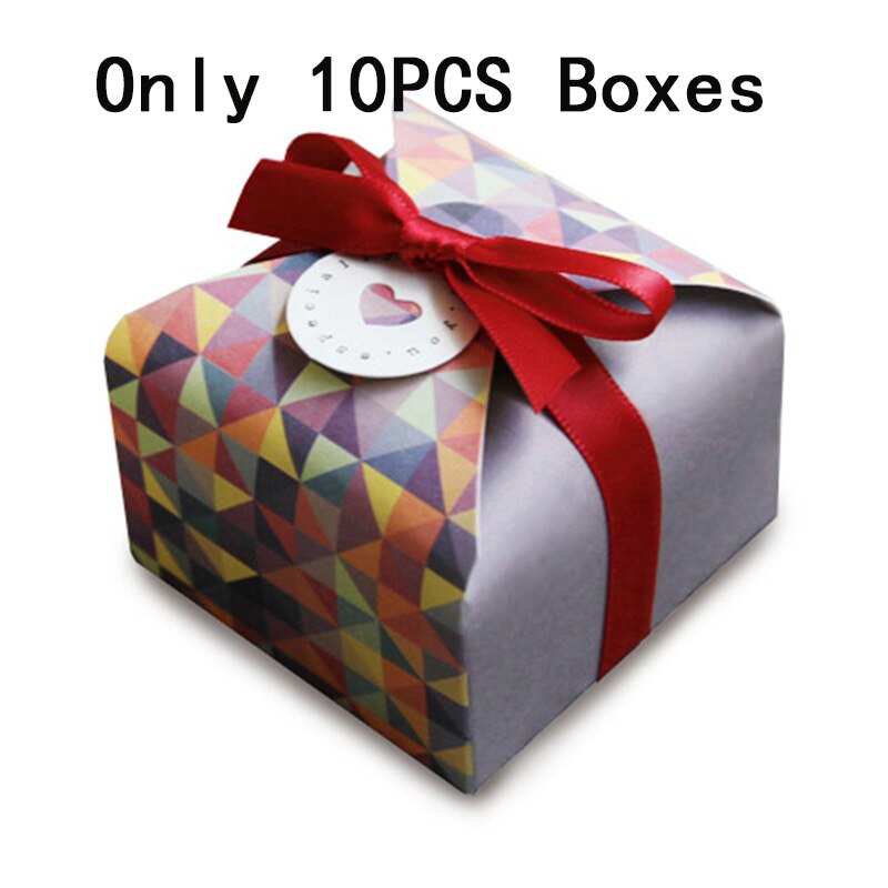 Prezent na imprezę słodkie pudełka na upominki weselne na cukierki ciasto czekoladowe torby Bonbonniere pudełka na kwiatki pudełko opakowanie Boite Dragees: 10szt kolor geometry