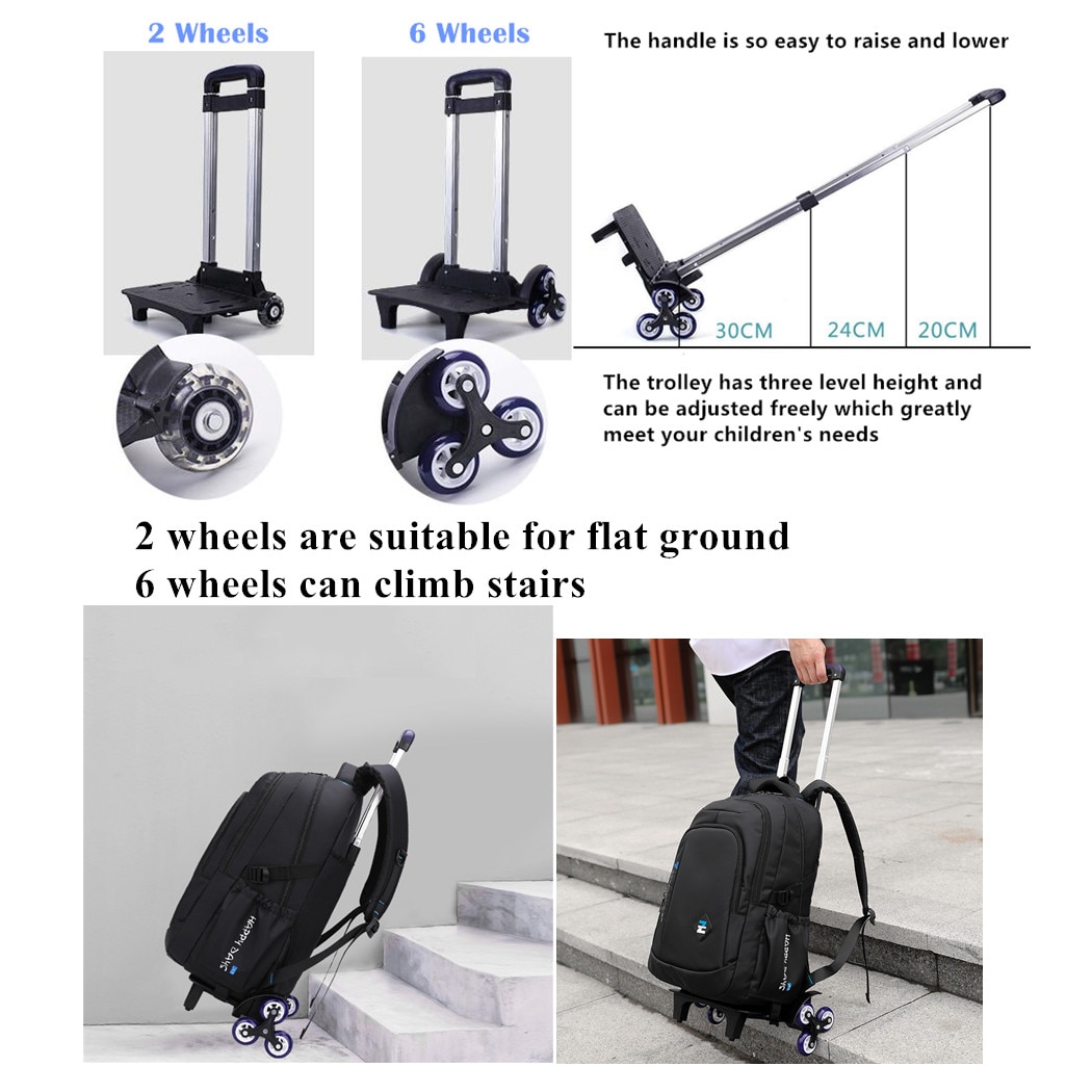 Kids' Luggage Rolling Backpack for Boys Wheeled Bag Trolley School Bags Carry On Travel Luggage Mochila