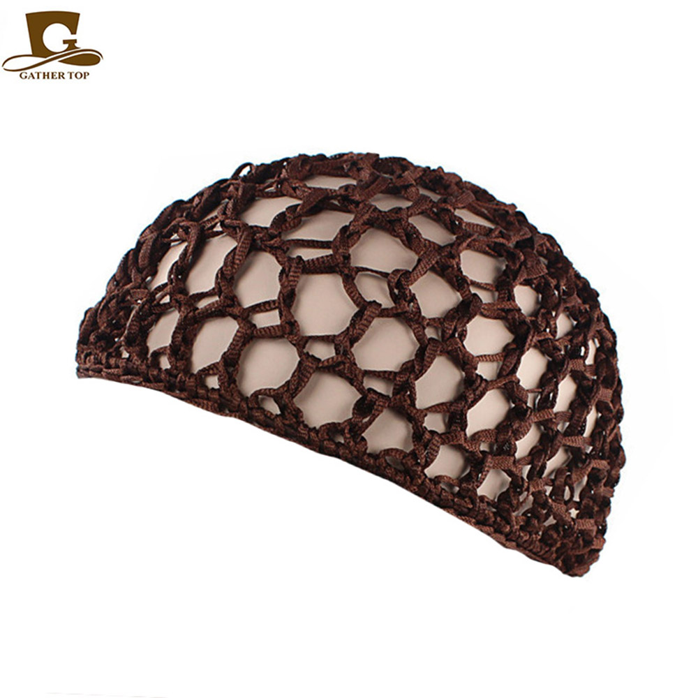 Chapeau de nuit pour femmes, bonnet de nuit, couleur unie, filet, , lot de 10 pièces: coffee
