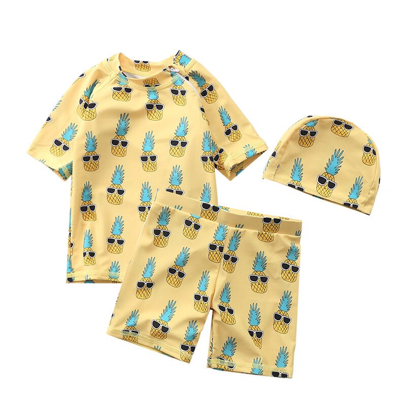 Children's Swimsuit For Children Boy Rashguard Baby Bathing Suit Rash Guard May Beach Kids Swimwear Male Child Pineapple With: L