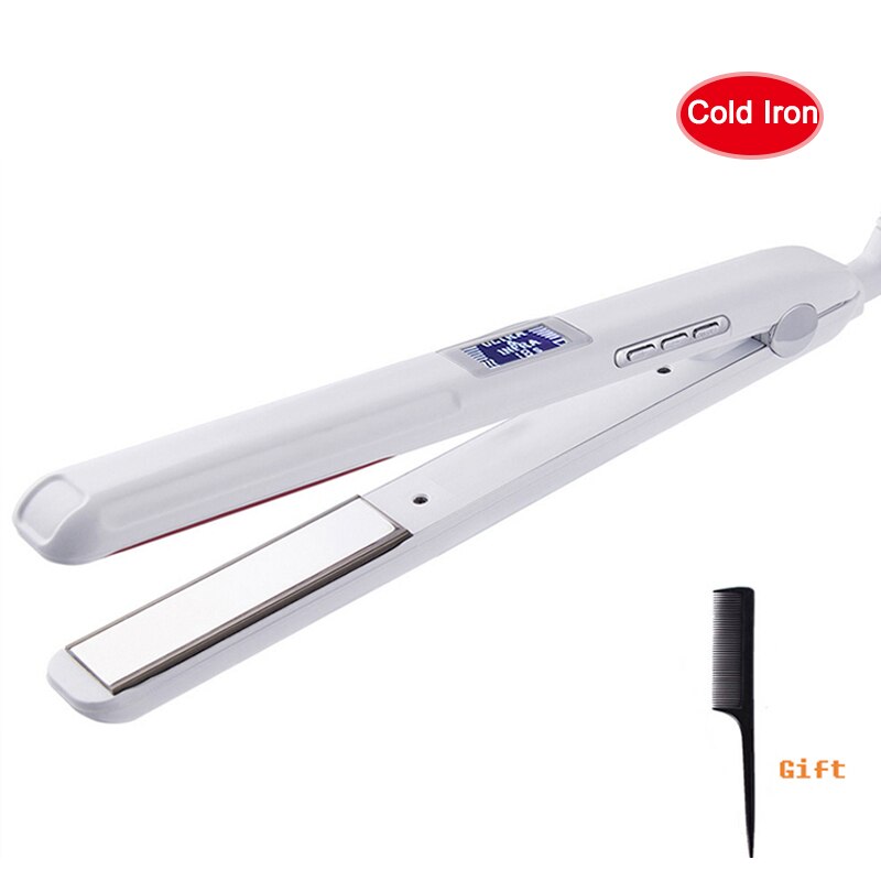 Hair Care Ultrasonic Infrared Hair Straightener Cold Flat Iron Hair Treament Styler Therapy Conditioning Tools: white / EU