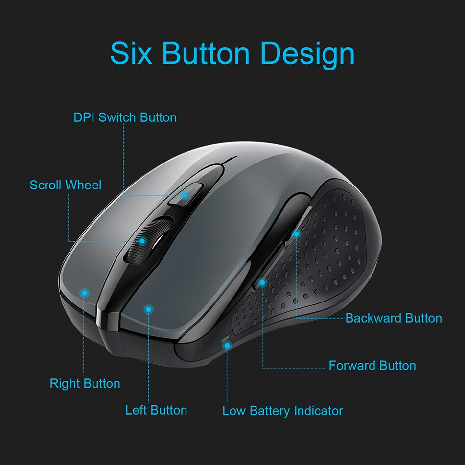TeckNet bezprzewodowa mysz optyczna komputerowa mysz Bluetooth 2600DPI 2.4G bezprzewodowa mysz Bluetooth ergonomiczne myszy do laptopa/tabletu