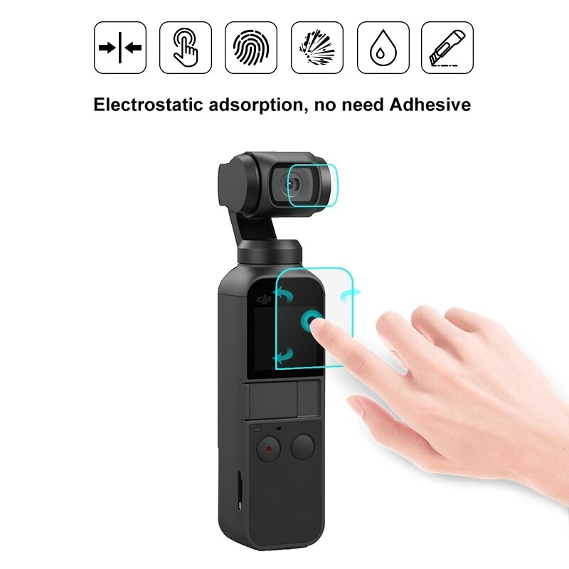 Puluz 9H 2.5D Hd Gehard Glas Lens Protector + Screen Film Voor Dji Osmo Pocket 2 / Gimbal Glas film Camera Screen Protector