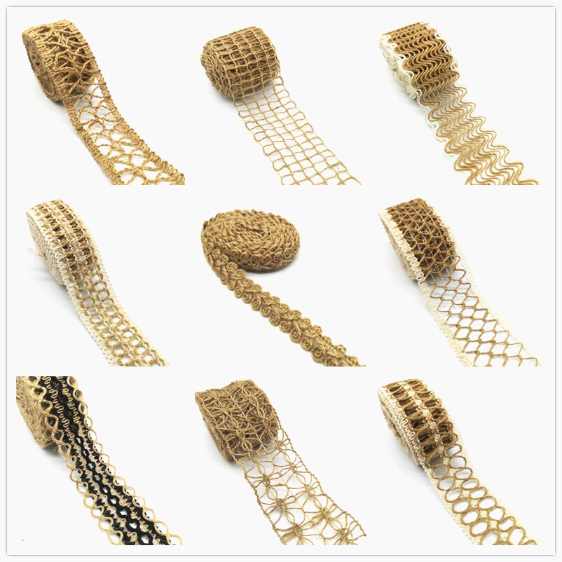3 Meter Natürliche Jute Burlap Hessischen Jute Band Schnur Blume aufbringen Hochzeit Partei Liefert Sackleinen Band DIY Sackleinen Seil Handwerk