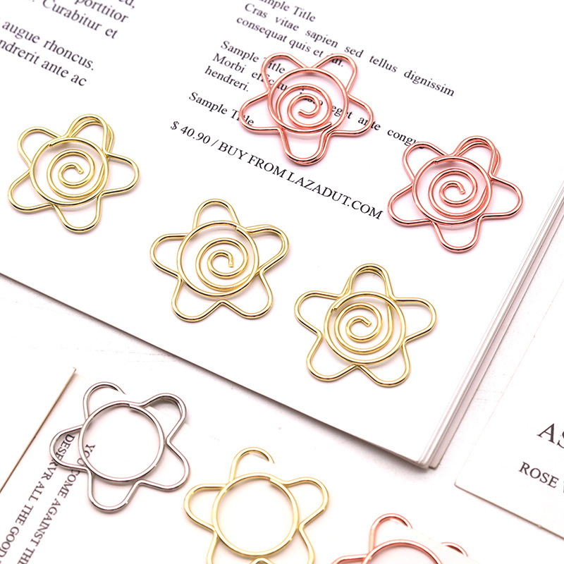 Plum Blossom Shaped Paper Clip Metal Special Paper Clips Office Paper Pins Stationery For School Supplies Office Accessories