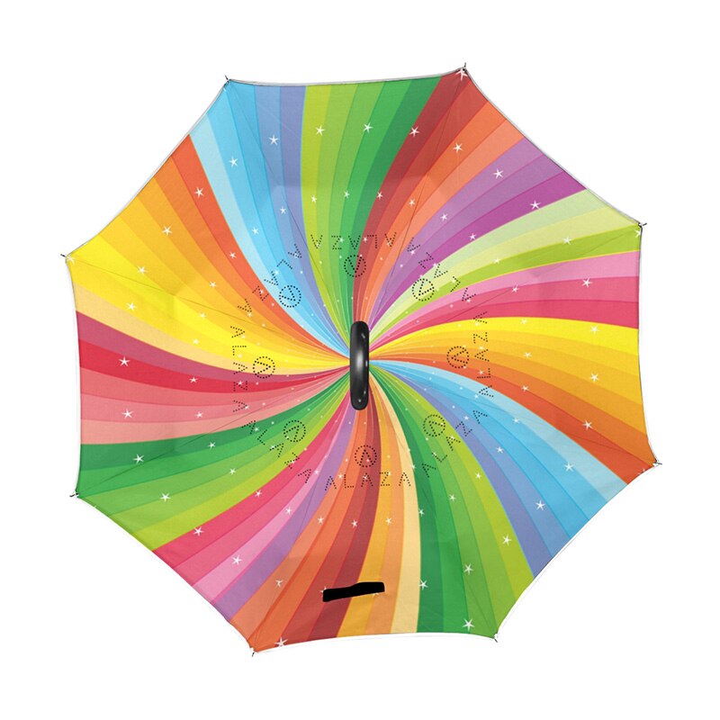 Abstract Stripes Windproof Reverse Double Layer Inverted Umbrella Self Stand Rain Protection C-Hook Hands For Car Women Umbrella