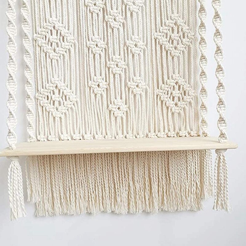 Macrame Wall Rack, Handmade Indoor Bohemian Rope P... – Vicedeal