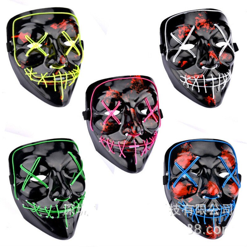 Halloween Luminous Mask Glitter Blood Horror Thriller LED Party Mask Party Mask Luminescent Carnival Light Mask