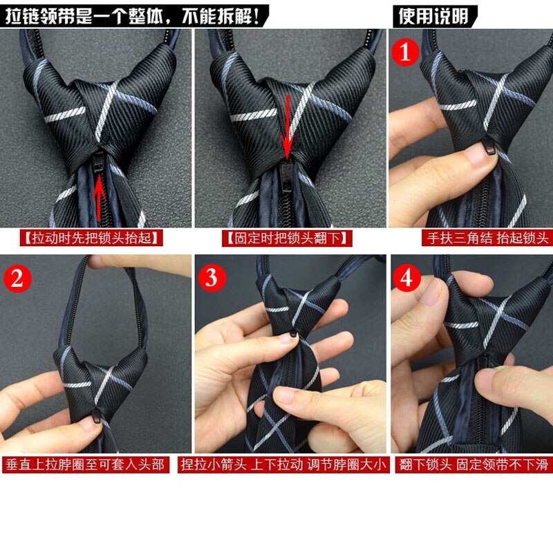 Corbatas con cremallera 8cm corbata Formal clásica de negocios para hombre corbata de boda 8cm Corbata a rayas vestido con camisa de Accesorios