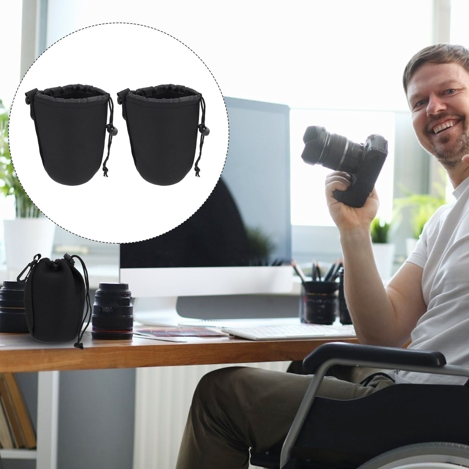 2 PCS Torba na obiektyw Przechowywanie aparatu Małe etui Etui Etui Akcesoria do obiektywów fotograficznych