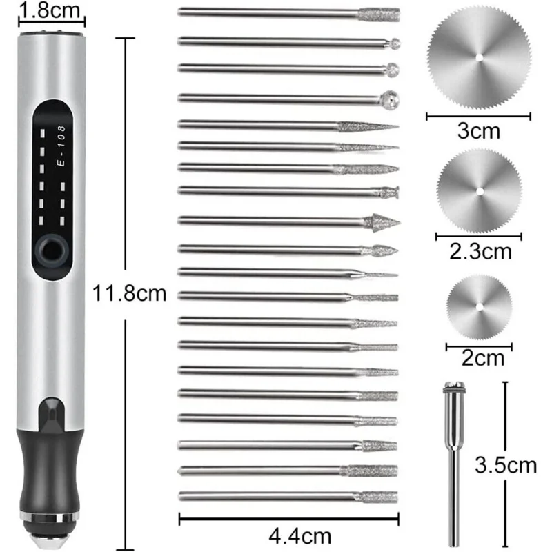 Penna per incisione elettrica, macchina per incidere senza fili ricaricabile tramite USB, incisore rotativo fai-da-te per gioielli, legno, vetro, pietra, intaglio