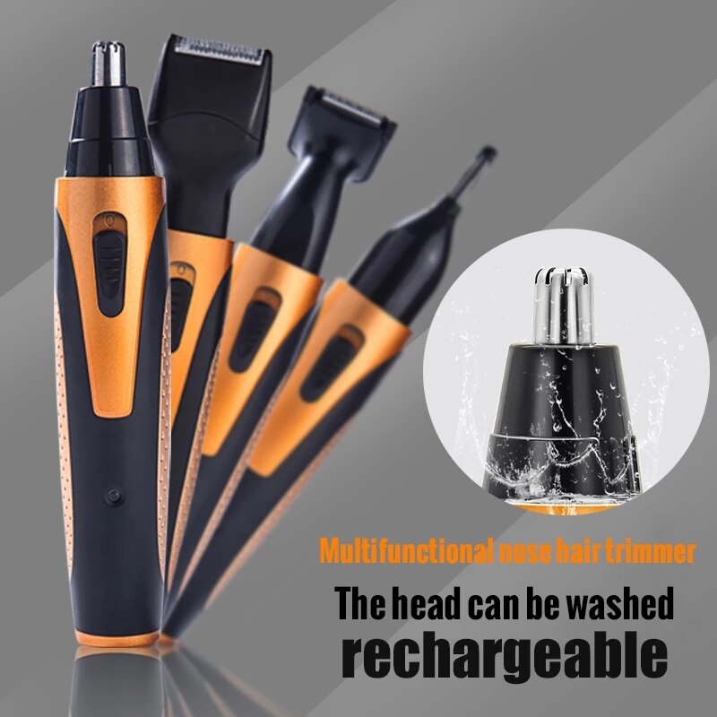 Recortador eléctrico de pelo de nariz 4 en 1 para hombre, máquina de afeitado, afeitadora recargable para Barba y cejas
