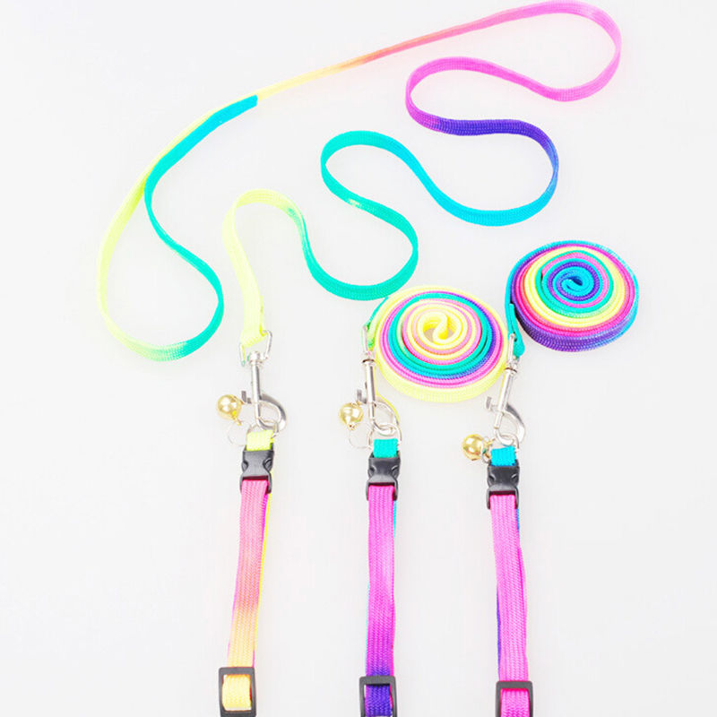 1,2 M arco iris Mascotas perro cachorro Correa suave caminar arnés plomo cachorro ajustable para Mascotas cadena