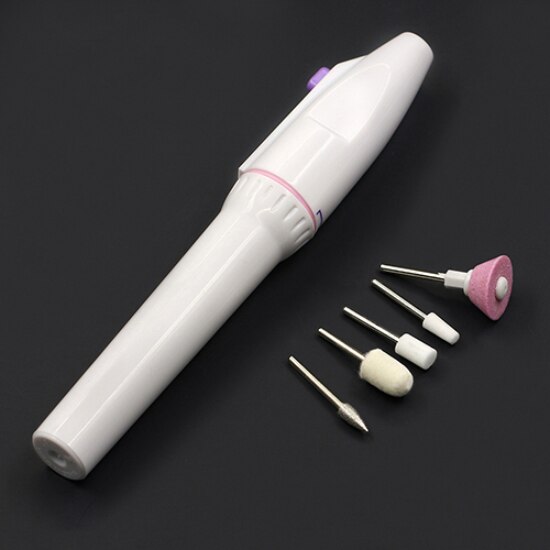 5 bitars elektriska nagelfilsborrsats tips manikyr tånagel pedikyr salong pennform set elektrisk manikyr nagelfilsborr