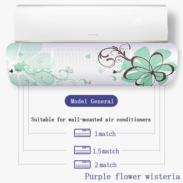 Airconditioning Cover Wind Deflector Voorruit Verstelbare Airconditioner Gereedschap Air Baffle Schild Thuis Woonkamer Accessoires: Wisteria flowers